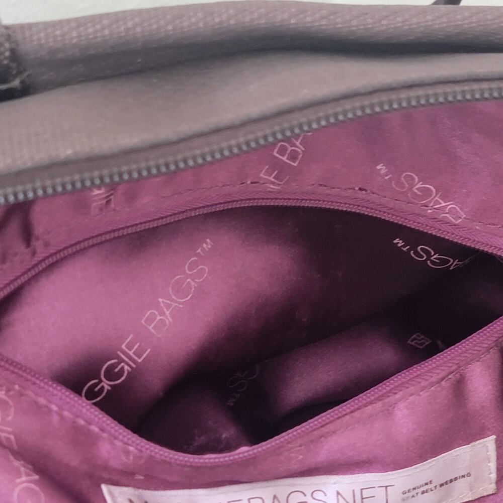 Maggie Bags Recycled Thick Seatbelt Webbing Tote Shoulder Bag Brown Purple 13x9‎ - Picture 13 of 16